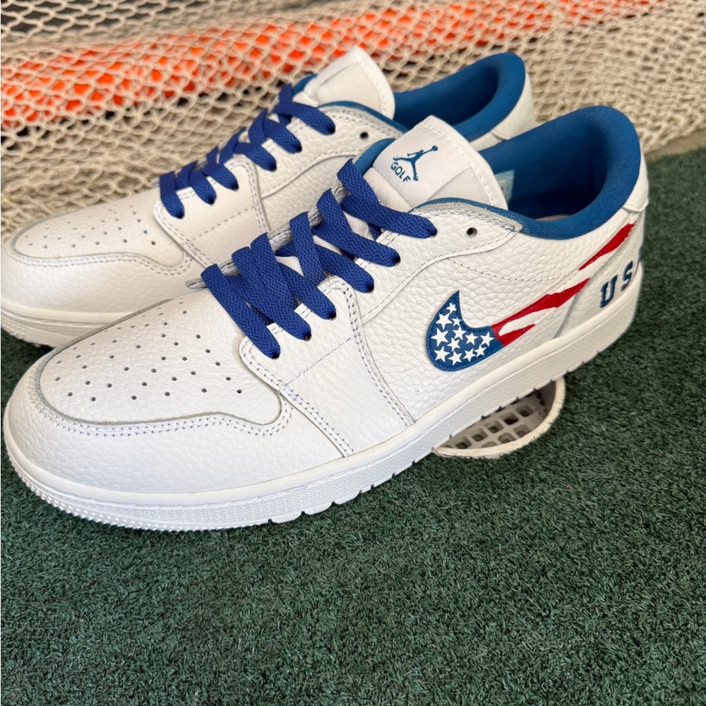 Air Jordan 1 Golf Low Triple White Custom- Ryder Cup USA Themed Colorway - Picture 6 of 6